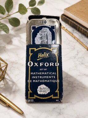 Vintage 1990s Helix Oxford Mathematical Instruments Set Complete Tin Case Box